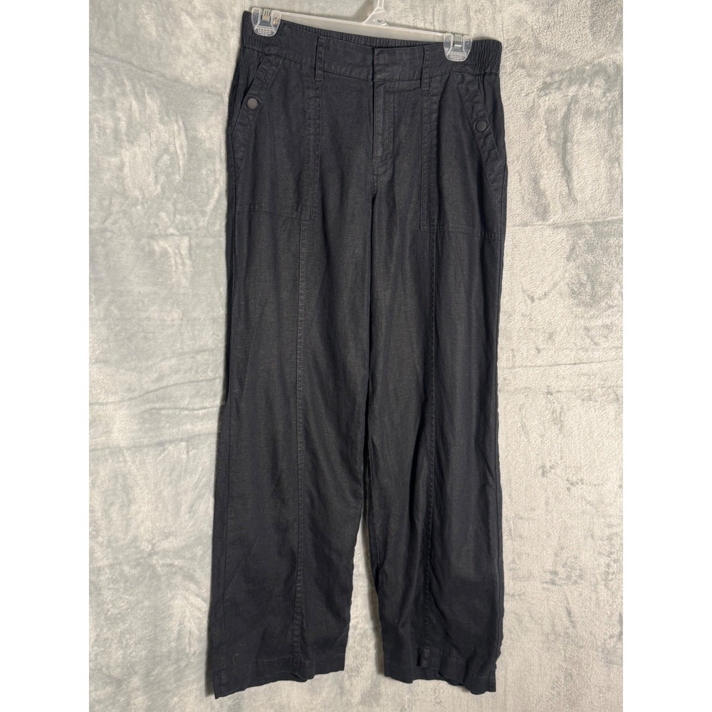 Athleta Cabo Retreat Linen Pant Black Wide‎ Leg Petite 2P 100% linen lightweight